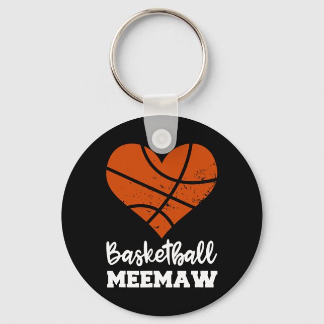 Basketball Meemaw Fun Basketball Heart Grandma Mee Key Ring (Front)