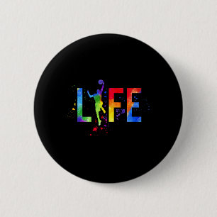 Basketball Mens Ball is Life Watercolor Basketball 6 Cm Round Badge