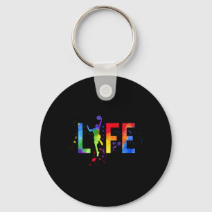 Basketball Mens Ball is Life Watercolor Basketball Key Ring