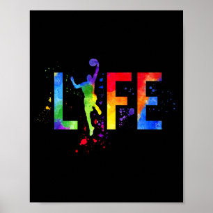 Basketball Mens Ball is Life Watercolor Basketball Poster
