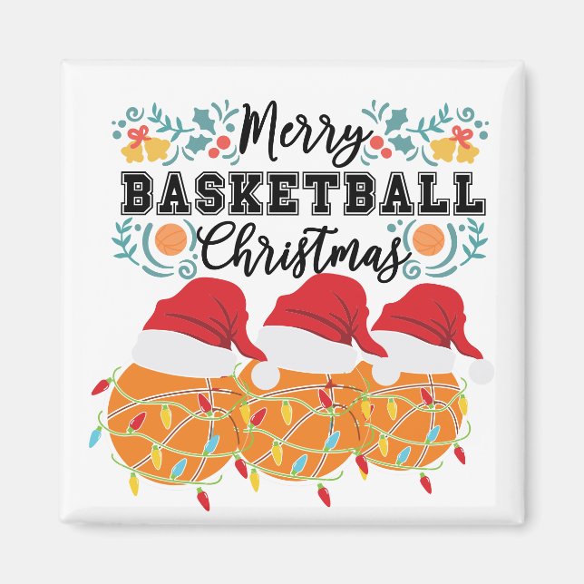 Basketball Merry Christmas to Player with Ball Magnet (Front)