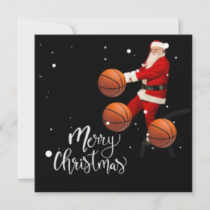Basketball Merry Christmas with Santa Claus Card