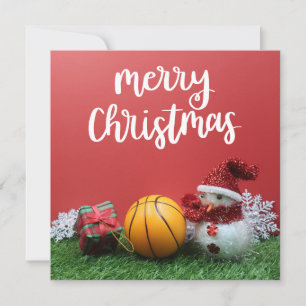 Basketball Merry Christmas with  Snowman  Card