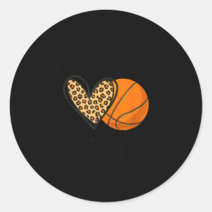 Basketball mimi leopard heart sports players classic round sticker