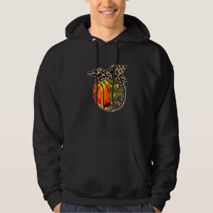 Basketball Mimi Vintage Leopard Messy Bun Hoodie