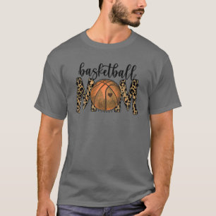 Basketball Mom Leopard Funny Sports Players Mother T-Shirt