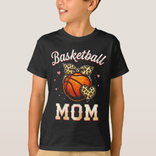 Basketball Mom Leopard Heart Bandana Design T-Shirt