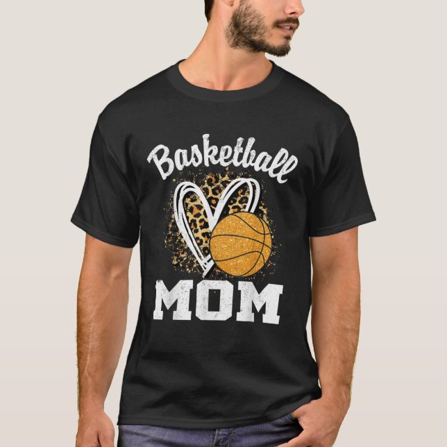 Basketball Mom Leopard Heart  T-Shirt (Front)