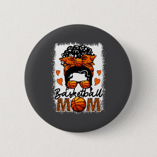 Basketball Mom Leopard Messy Bun Game Day Mother S 6 Cm Round Badge