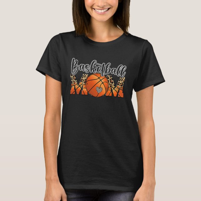 Basketball Mom Leopard Senior 2023 Graduation Moth T-Shirt (Front)