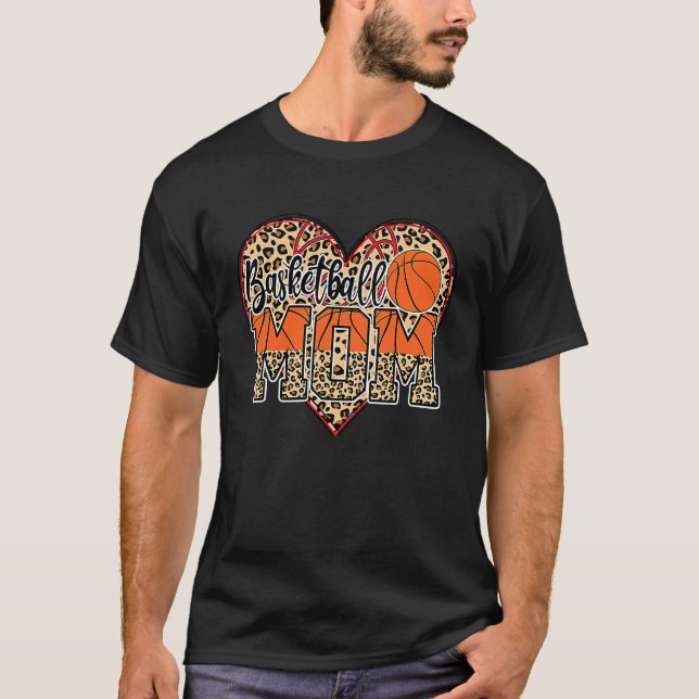 Basketball Mom Leopard Senior 2023 Graduation Moth T-Shirt (Front)
