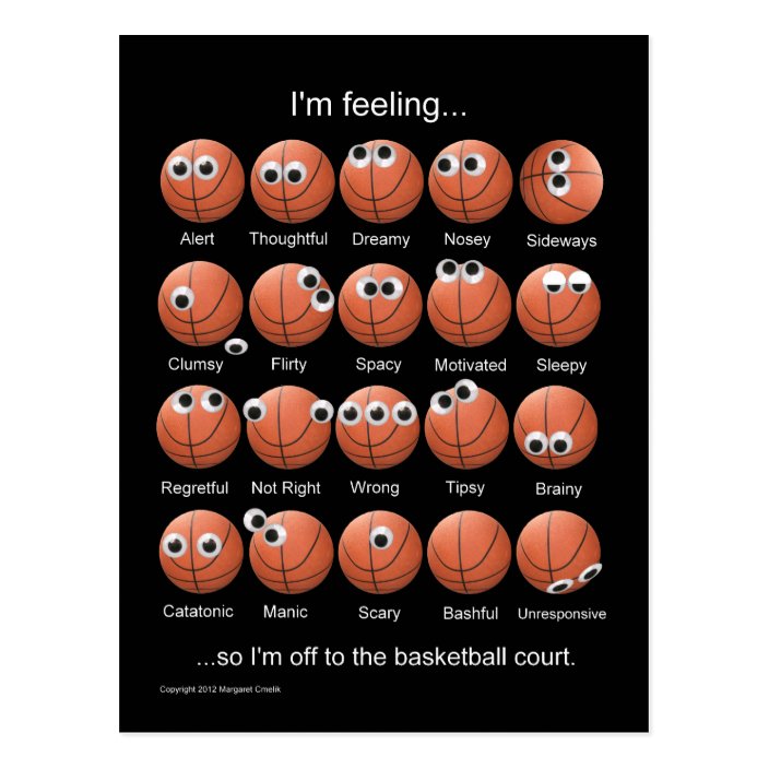 Basketball Moods Postcard Zazzle.co.uk