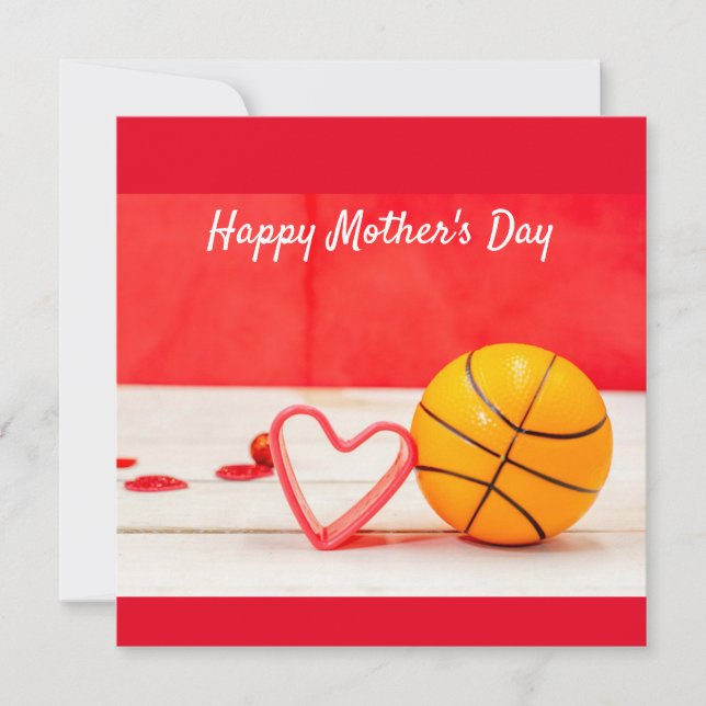 Basketball Mother's Day to mum with love red heart (Front)