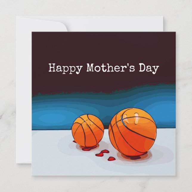 Basketball Mother's Day to mum with love red heart Card (Front)