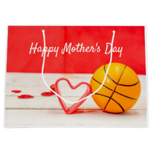 Basketball Mother's Day to mum with love red heart Large Gift Bag