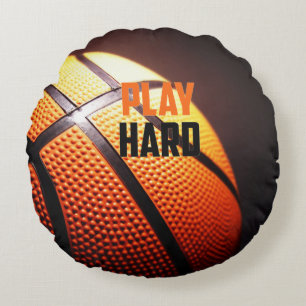 Basketball motivation - play hard by storeman round cushion