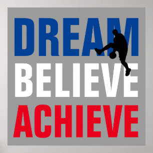 Basketball Motivational Art Dream Believe Achieve Poster