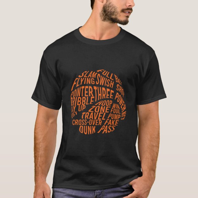 Basketball Motivational Word Cloud Art T-Shirt (Front)