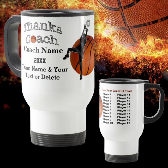 Basketball Mug Coach Name, Players NAMES, NUMBERS (Good gifts for basketball coaches. Basketball Coach Mugs. Personalized basketball coach gifts. Names)