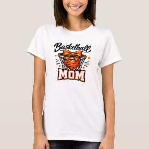Basketball Mum Basketball Net Ribbon Bow Game Day T-Shirt