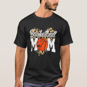 Basketball Mum Cute Leopard Heart Mother's Day T-Shirt