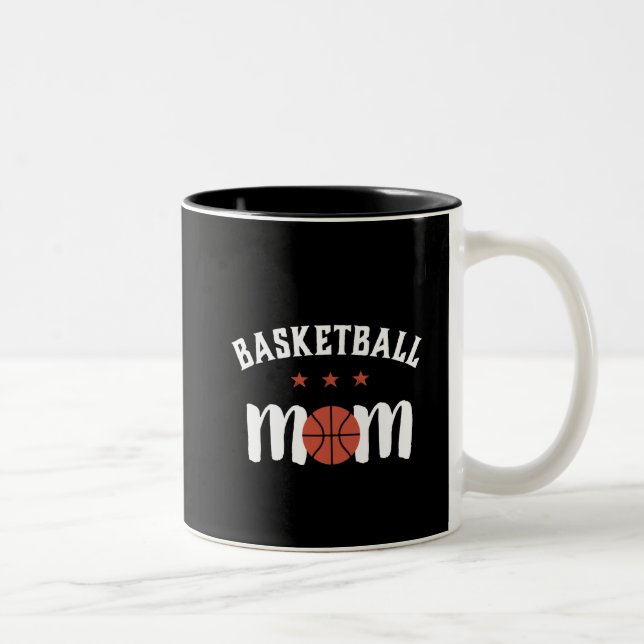 Basketball Mum for Proud Mother of Sports Player Two-Tone Coffee Mug (Right)