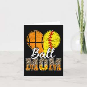 Basketball Mum Heart Softball Mama Leopard Mother' Card