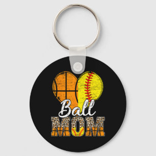 Basketball Mum Heart Softball Mama Leopard Mother' Key Ring
