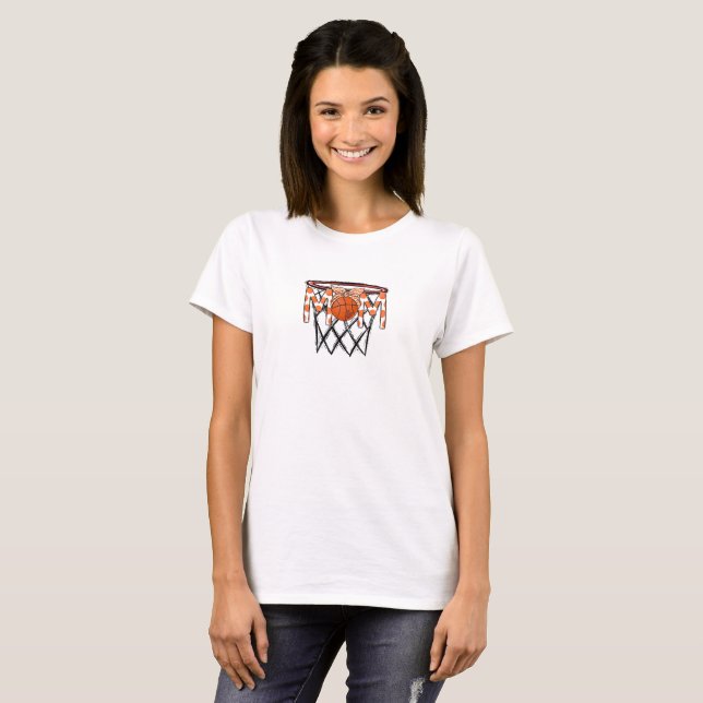 Basketball Mum Hoop Orange Polka Dot Custom T-Shirt (Front Full)