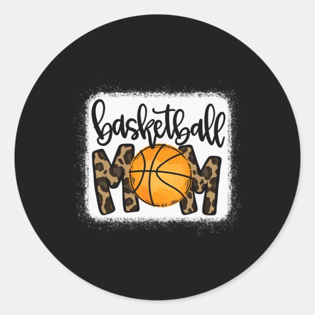Basketball Mum Leopard Basketball Mama  Classic Round Sticker (Front)
