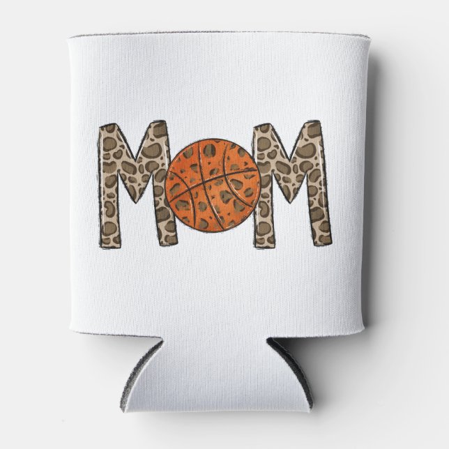 Basketball Mum Leopard Can Cooler (Front)