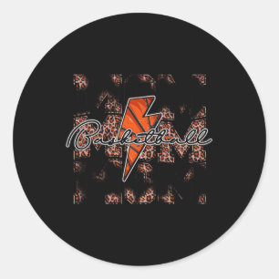 Basketball Mum leopard lightning bolt basketball g Classic Round Sticker