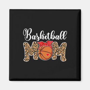 Basketball Mum Leopard Messy Bun Game Day Fun Moth Magnet