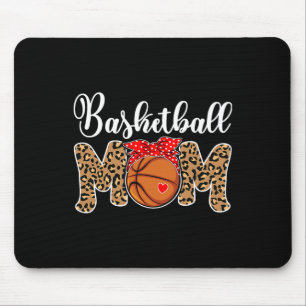 Basketball Mum Leopard Messy Bun Game Day Fun Moth Mouse Mat