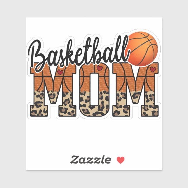 Basketball Mum Leopard Print Ball Sticker (Sheet)
