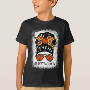 Basketball Mum Messy Bun Hair Player Mum Mothers D T-Shirt