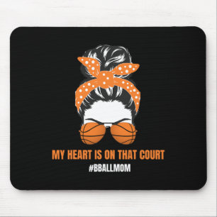 Basketball Mum Messy Bun Proud Mama Bball Basketba Mouse Mat