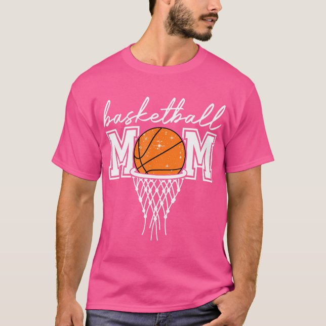 Basketball Mum Mother Leopard Basketball Hoop Net  T-Shirt (Front)