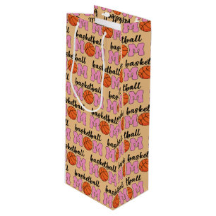 Basketball Mum Mothers Day Pattern Wine Gift Bag