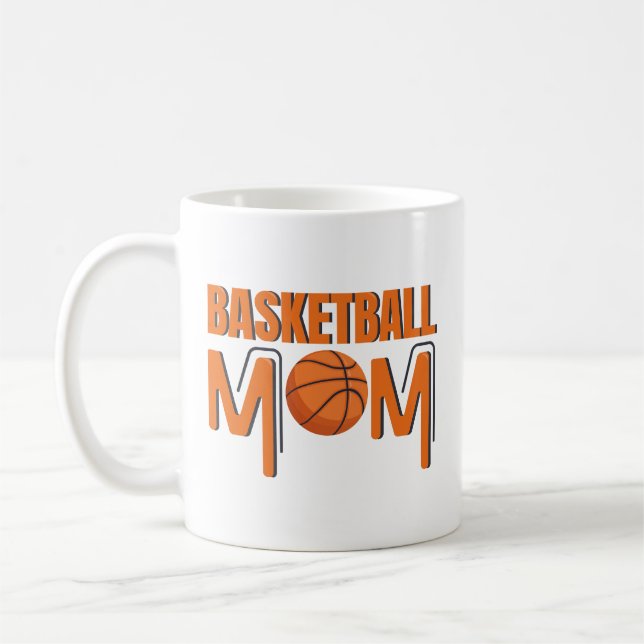 Basketball Mum Orange ball Sports Fan Coffee Mug (Left)