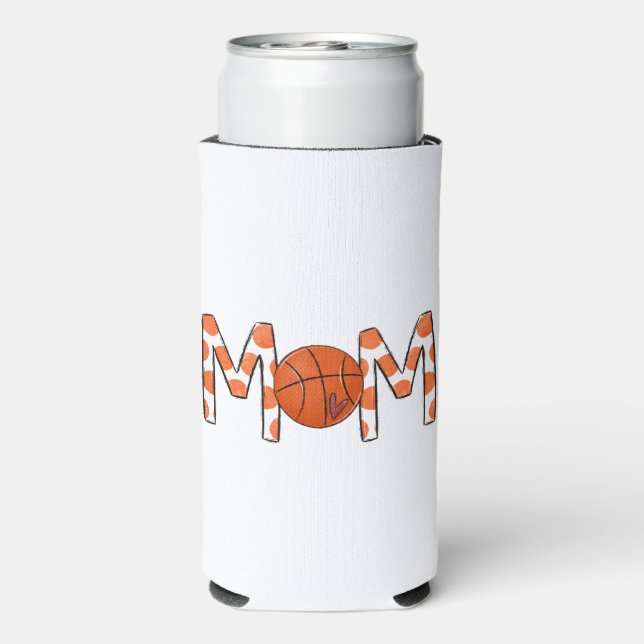 Basketball Mum Orange Polka Dot Heart Seltzer Can Cooler (Seltzer Back)