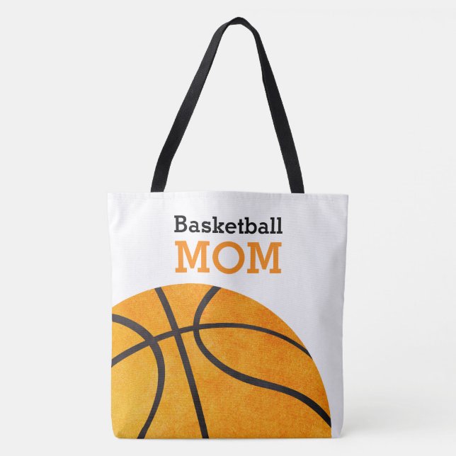 Basketball Mum Retro Personalised Trendy Orange Tote Bag (Front)