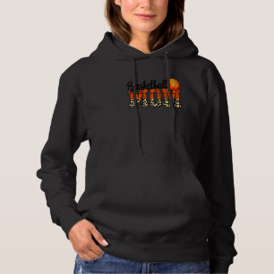 Basketball Mum With Leopard And Red Heart For Moth Hoodie