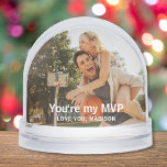 Basketball MVP Sports Romantic Couple Photo Custom Snowglobe<br><div class="desc">Basketball MVP Sports Romantic Couple Modern Photo Template Custom Snow Globes features your favourite photo with your personalised names with the customisable text "You're my MVP" in modern calligraphy script. Makes a fantastic gift for sports lovers for Christmas, holidays, birthday, anniversary, Valentine's Day and more. Personalise by editing the text...</div>