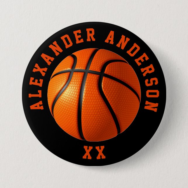 Basketball Name and Jersey Personalise 7.5 Cm Round Badge (Front)