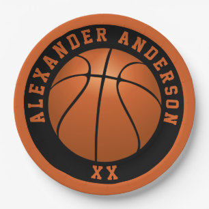 Basketball Name and Jersey Personalise Paper Plate