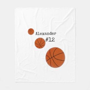 Basketball Name and Number White background Fleece Blanket
