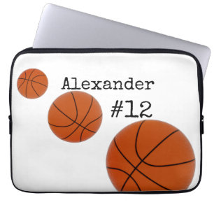 Basketball Name and Number White background Laptop Sleeve