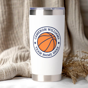 Basketball name and team blue stars white insulated tumbler