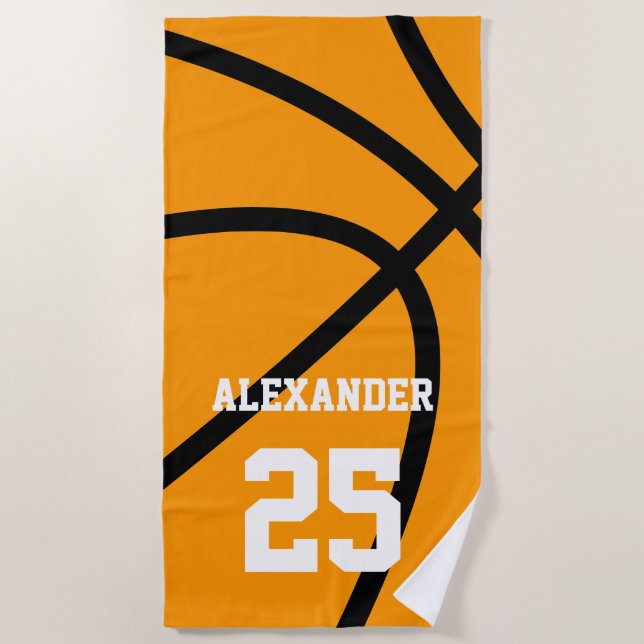 Basketball | Name & Number Beach Towel (Front)